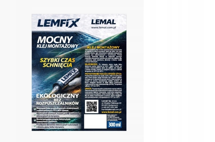 Klej Montażowy LEMFIX LEMAL Mocny EKO 300ml