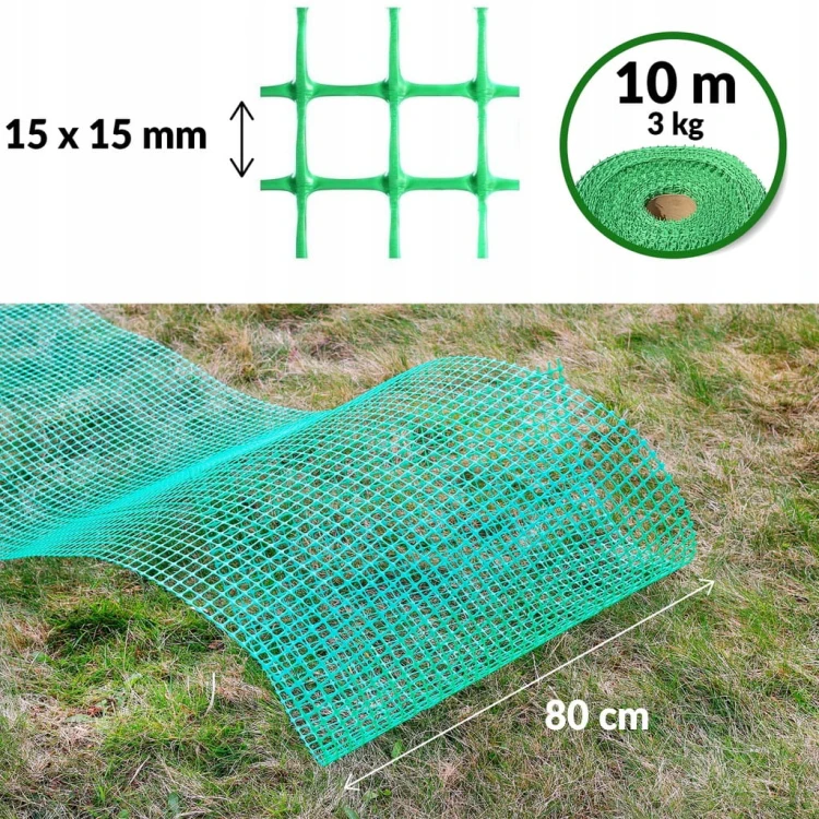 Siatka Ogrodzeniowa Zielona Rabatowa Plastikowa Wszechstronna 0,8m x 10m