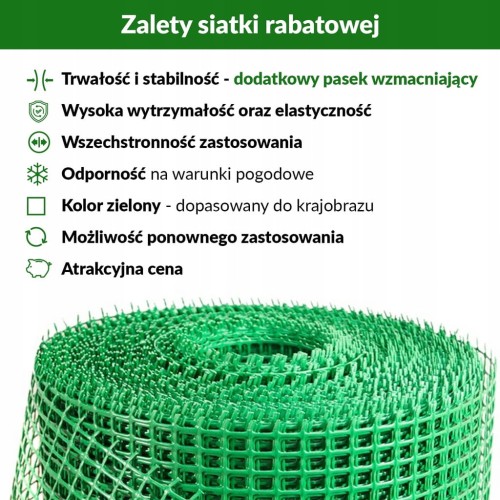 Siatka Ogrodzeniowa Zielona Rabatowa Plastikowa Wszechstronna 1,2m x 10m