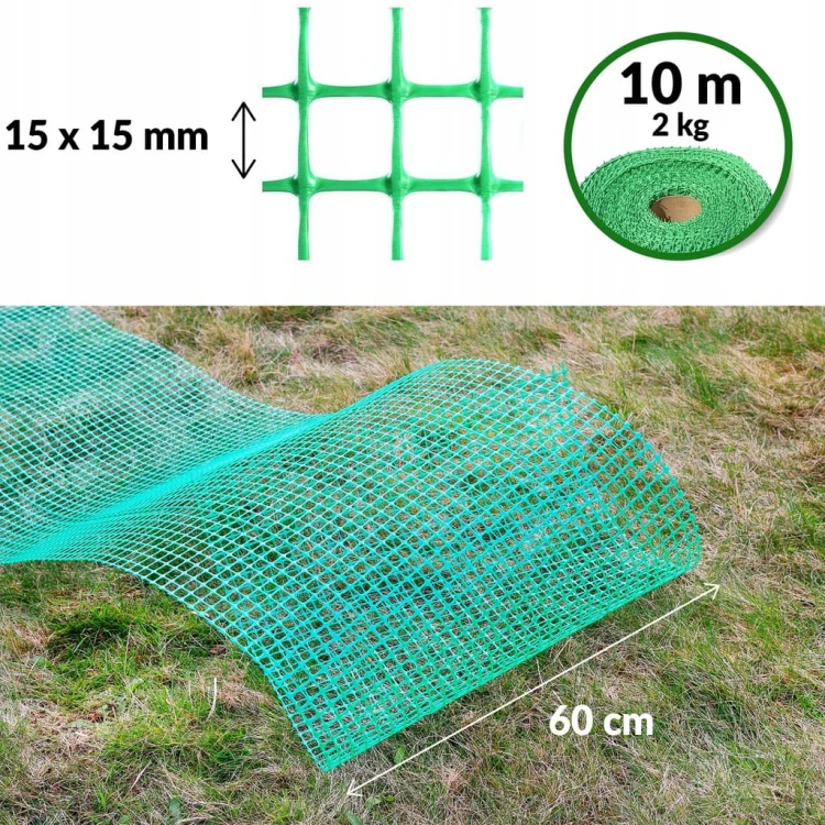 Siatka Ogrodzeniowa Zielona Rabatowa Plastikowa Wszechstronna 0,6m x 20 m